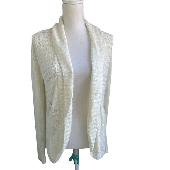 Lilly Pulitzer Cream Front Clasp Open Front Cardigan Sweater M - Picture 2 of 14
